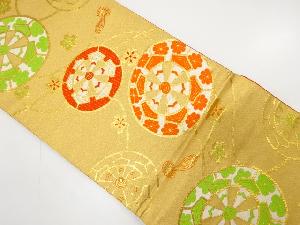 アンティーク　源氏車に桜模様織り出し子供帯（材料）